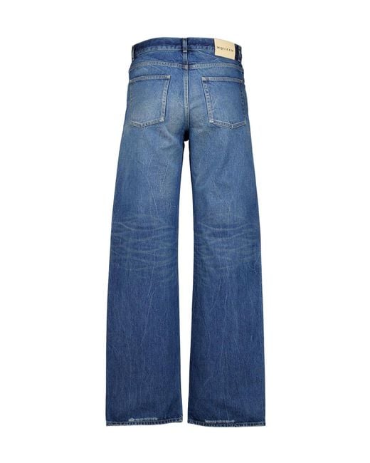 McQueen Blue Cotton Washed Jeans for men