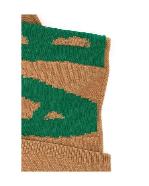 Marni Green Logo Knit Scarf for men