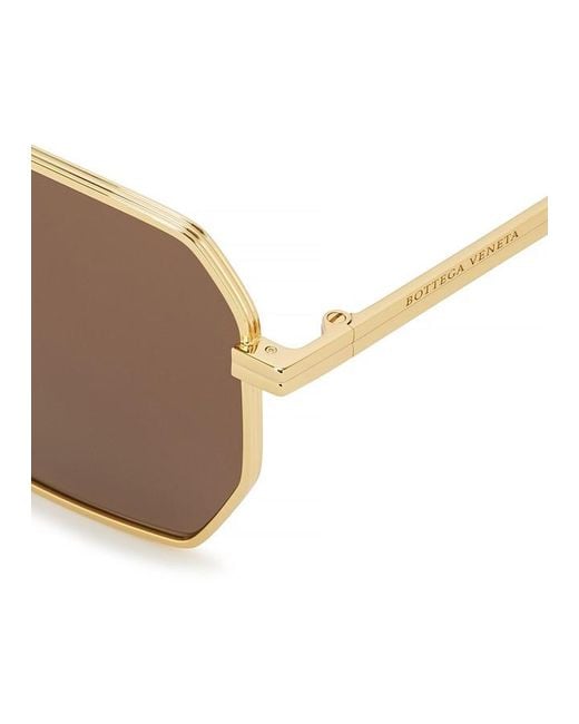 Bottega Veneta White Tone Aviator-Style Sunglasses