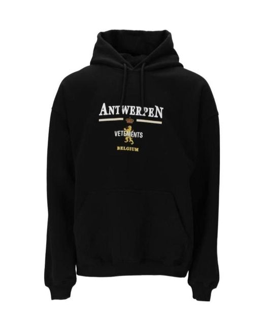 Vetements Black Antwerp Logo-Print Rib-Trimmed Hoodie