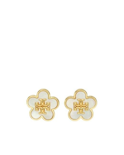 Tory Burch Metallic Kira Flower Stud Earrings