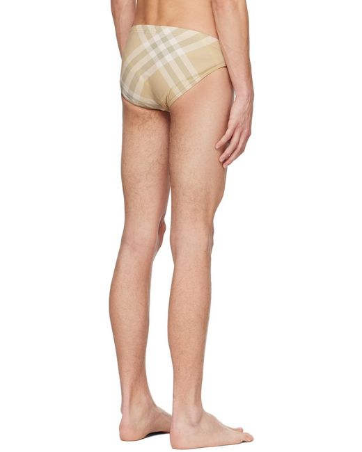 Burberry Natural Vintage Checkered Elasticated Waist Swim Trunks for men