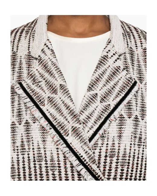 Forte_forte Natural Geometric Patterned Double-Breasted Jacket