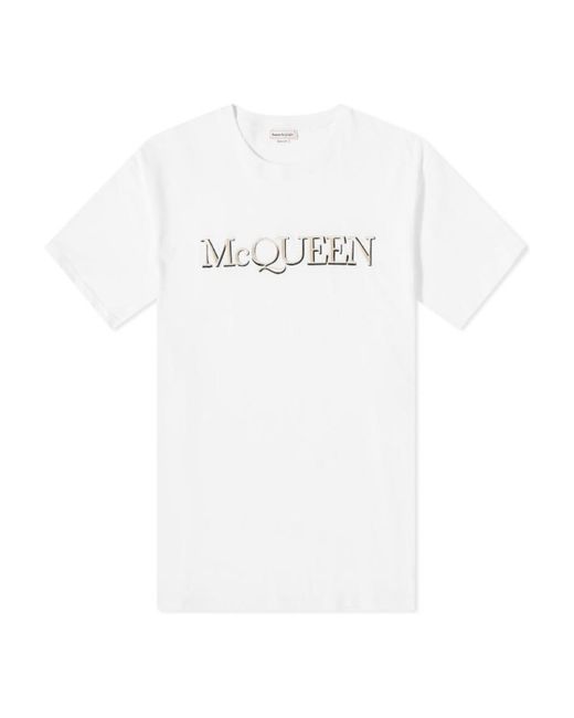 McQueen White Logo Printed Crewneck T-Shirt for men