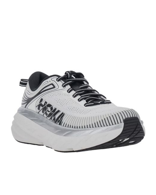 Hoka One One Gray Bondi 7 Cushioned Running Shoes for men