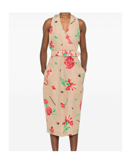 Moschino White Floral Midi Dress