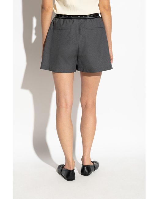 Marni Gray Logo Waistband Shorts