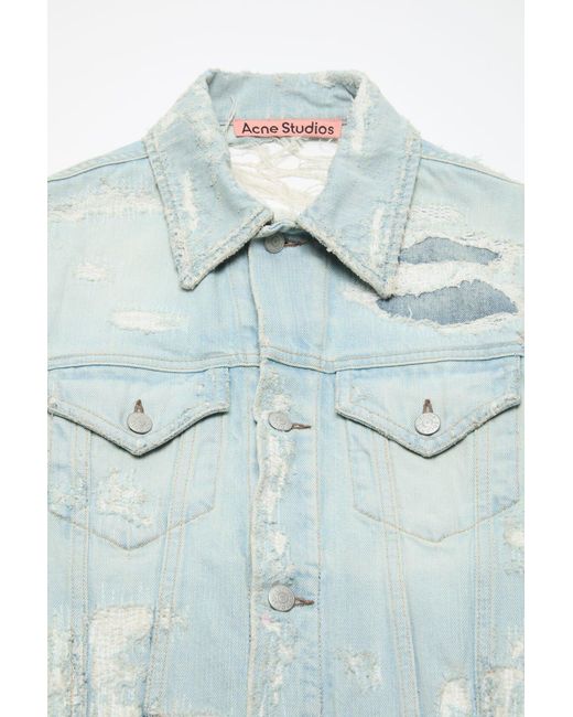 Acne Blue Distressed Denim Jacket for men