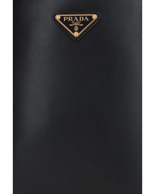 Prada Black Triangle Logo-Appliqu Tote Bag