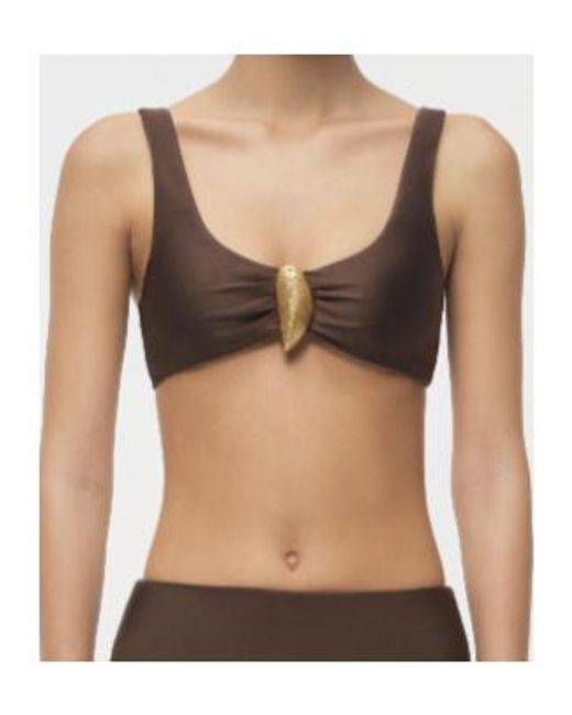 Jonathan Simkhai Brown Veyra Shell Bikini Top