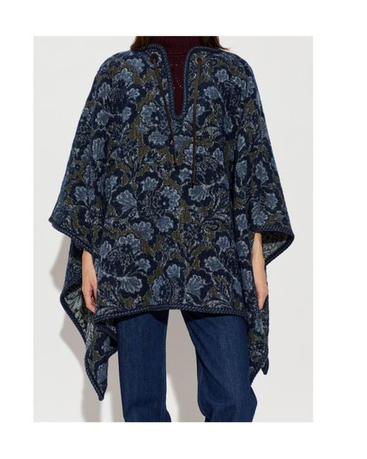 Etro Blue Floral Pattern Shawl