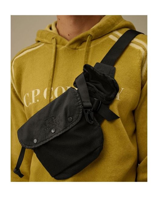 C P Company Black Panama-R Mixed Waistbag for men