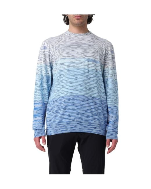 Missoni Blue Slub Straight Hem Knitted Jumper for men