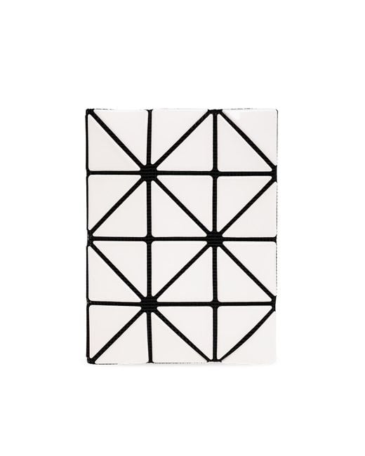 Issey Miyake White High-Shine Geometric-Design Cardholder for men