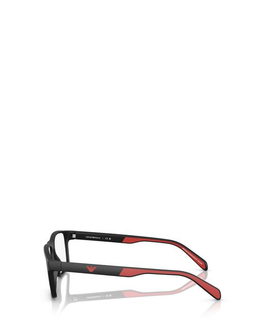 Emporio Armani White Matte Effect Rectangular Frame Glasses for men