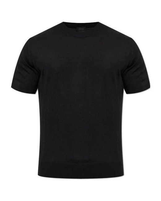 Brioni Black Fine Knit Crew-Neck T-Shirt for men