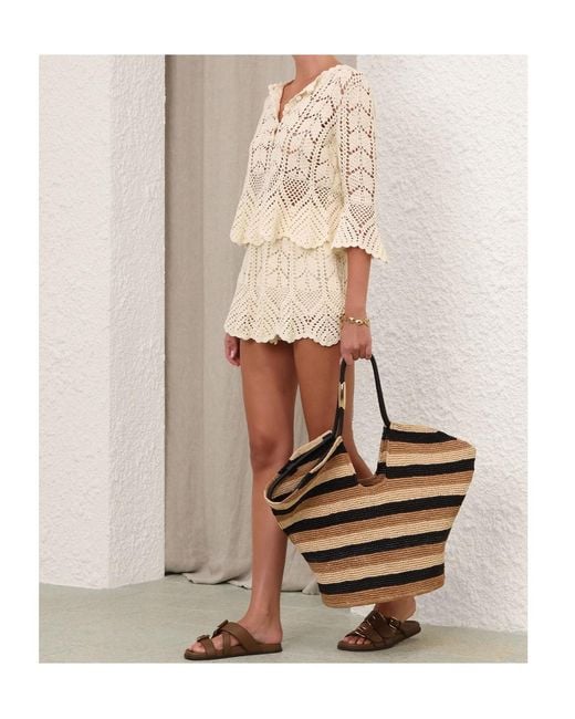 Zimmermann Natural Awaken Lace Crochet Shorts