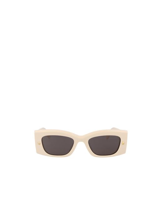 McQueen White Eyewear Rectangle Frame Sunglasses for men