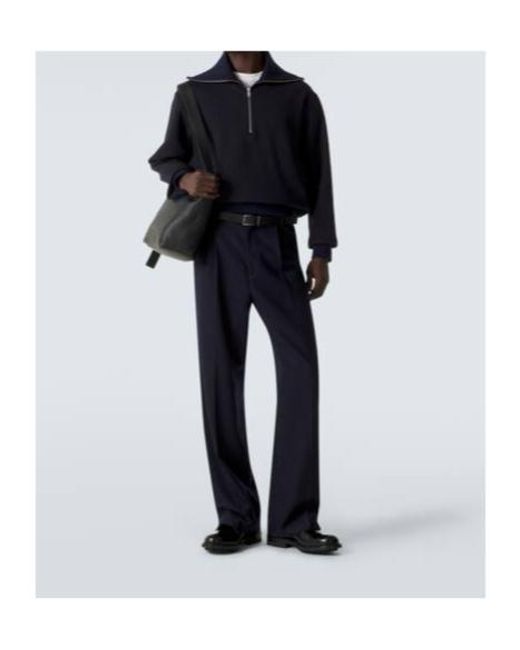 Jil Sander Blue Cotton Half-Zip Sweatshirt for men
