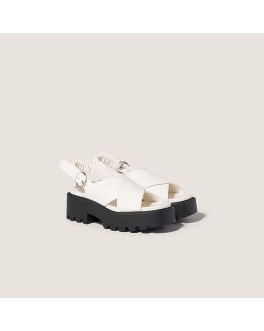 Miu Miu White Gabardine Sandals