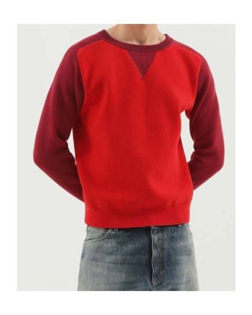 1989 STUDIO Red Contrast Crewneck Sweater for men