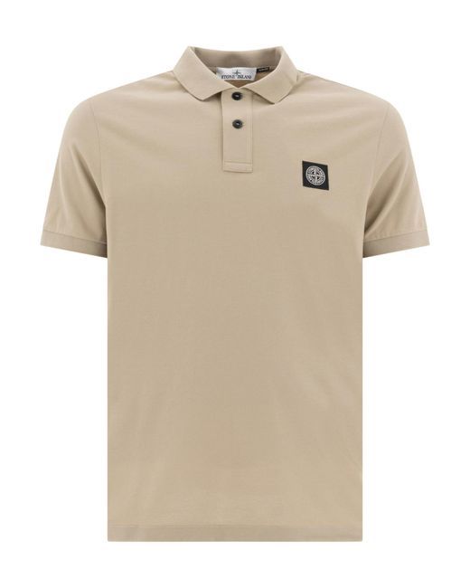 Stone Island Natural Logo Patch Short-Sleeved Polo Shirt for men