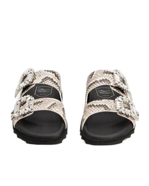 Roger Vivier White Slidy Viv' Mules