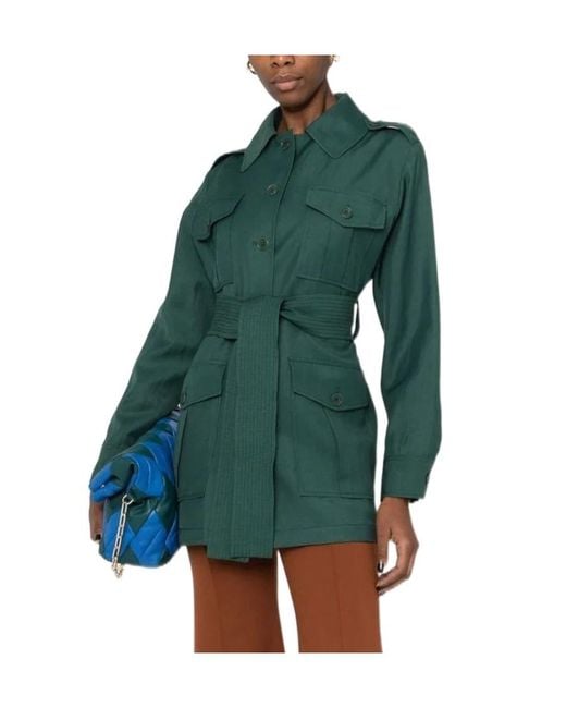 P.A.R.O.S.H. Green Belted Short Trench Coat