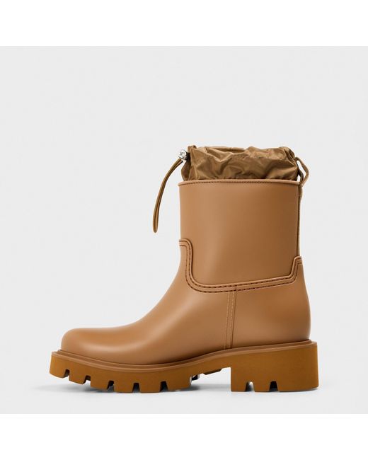 Moncler Brown Solid Color Rain Boots