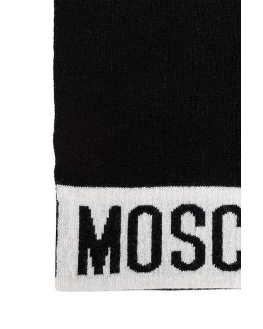 Moschino Black Logo Intarsia Scarf for men