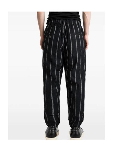 Uma Wang Black Striped Casual Trousers for men
