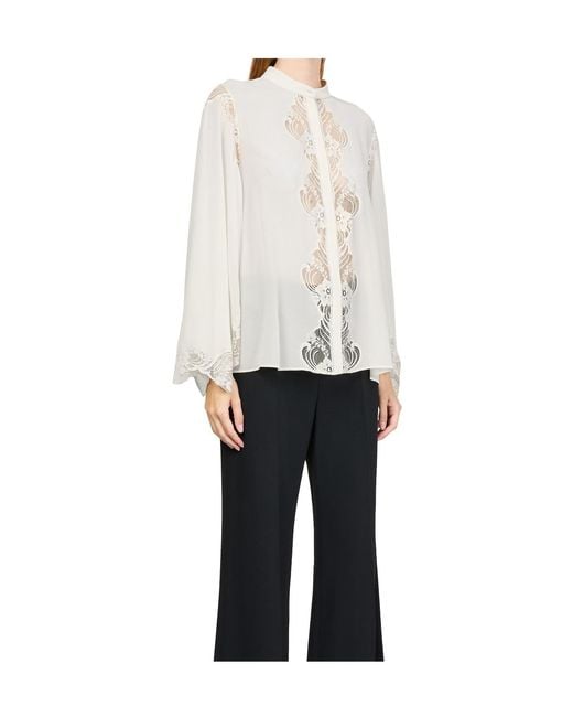 Chloé White High-Necked Long-Sleeved Shirt