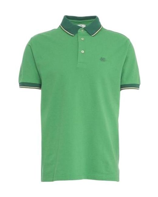 Etro Green Logo Embroideried Polo Shirt for men