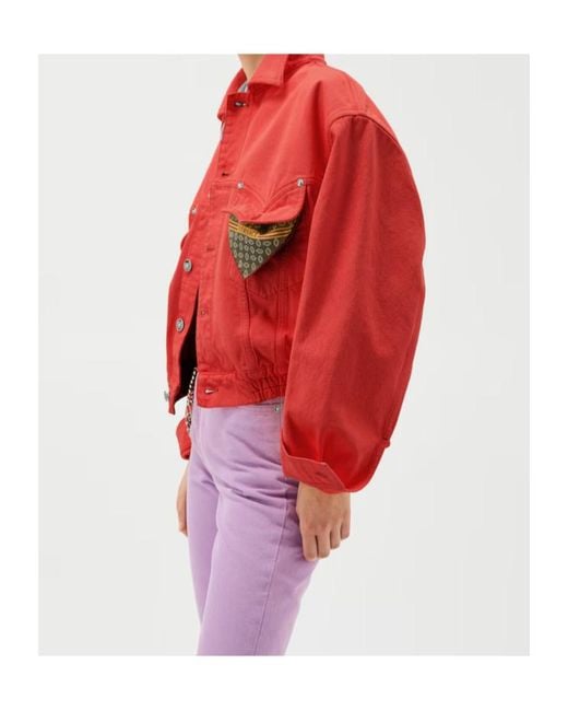 Versace Red Oversized Denim Jacket