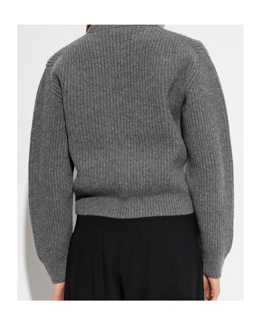 Jil Sander Gray Ribbed Crew-Neck Knitted Jumper