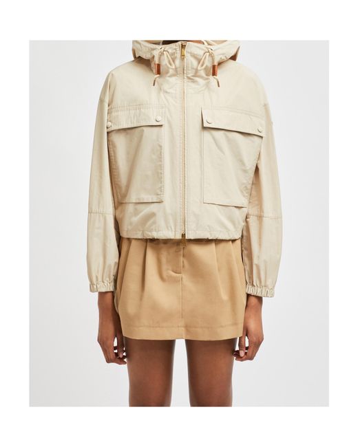 Moncler Natural Logo Patch Zip-Up Jacket