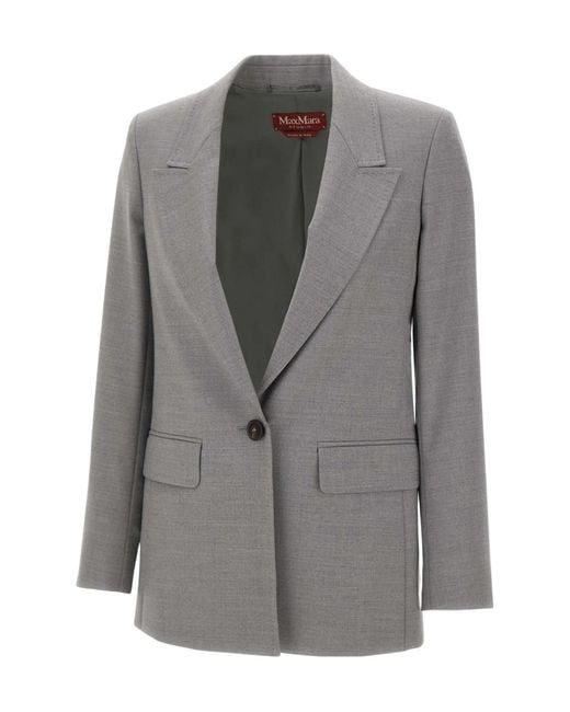 Max Mara Gray Studio Bolsena Single-Breasted Tailored Blazer