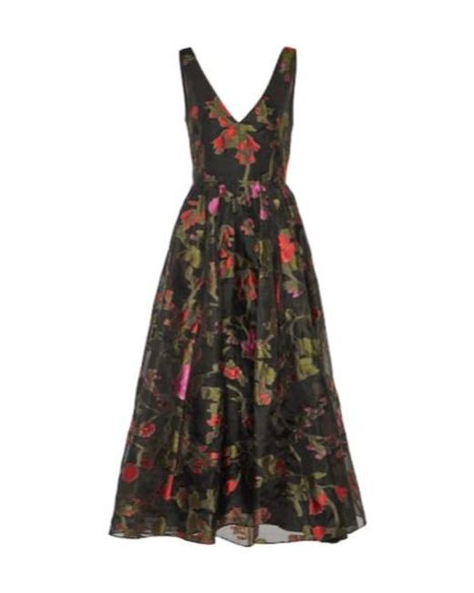 Erdem Multicolor Floral Organza Midi Dress