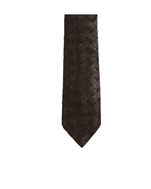 Bottega Veneta Black Intrecciato Pointed-Tip Tie for men