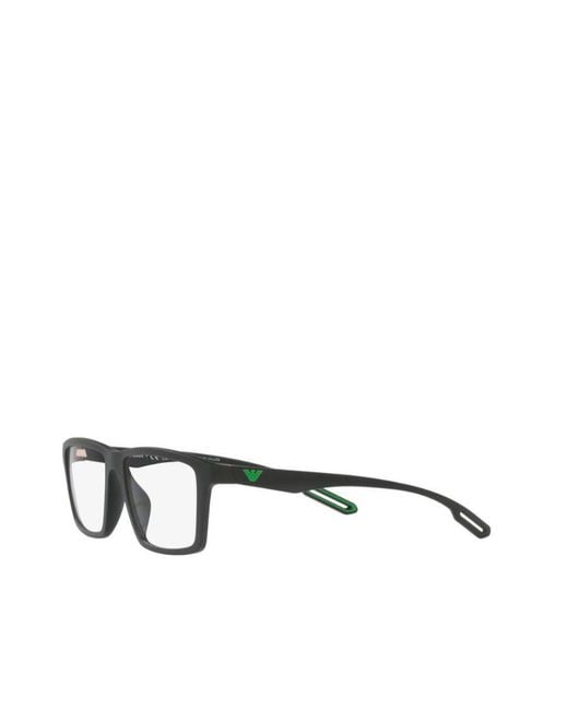 Emporio Armani White Rectangle-Frame Clip-On Glasses for men