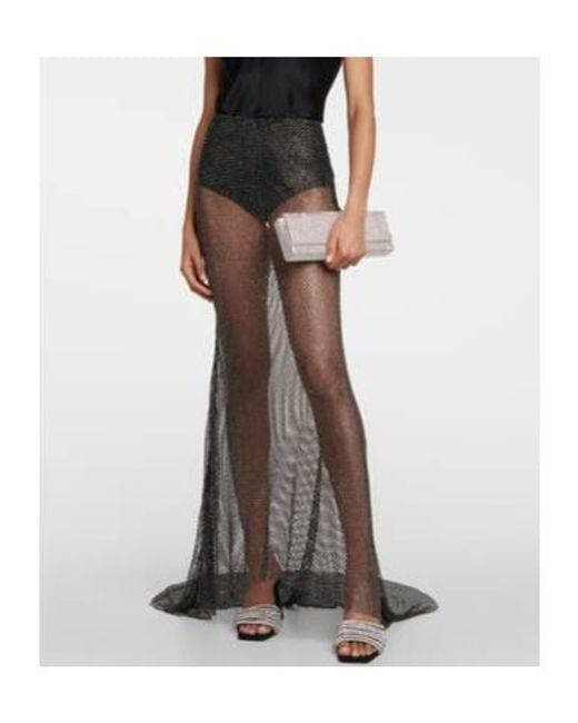 GIUSEPPE DI MORABITO Gray Mesh Maxi Skirt