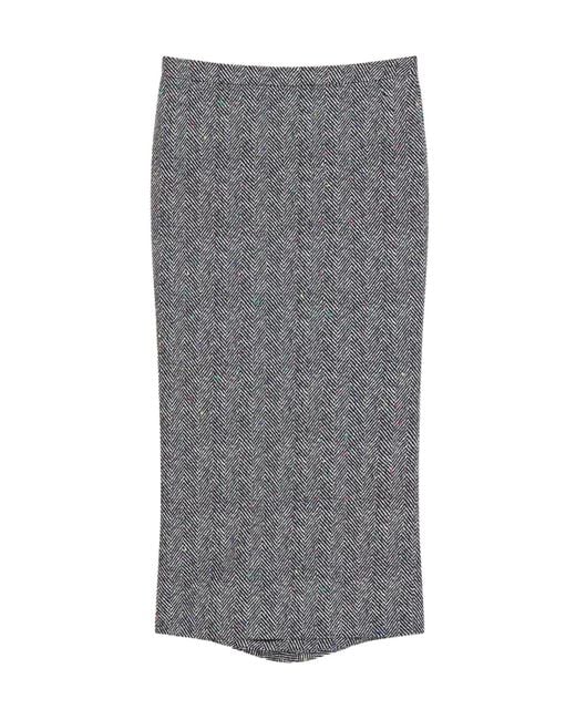 Givenchy Gray Herringbone Motif Midi Skirt