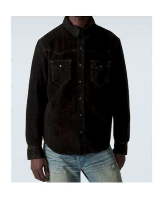RRL Black Suede Western Shirt for men