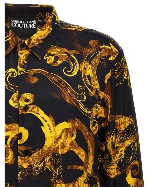 Versace Jeans Black Couture All-Over Printed Long-Sleeved Shirt for men