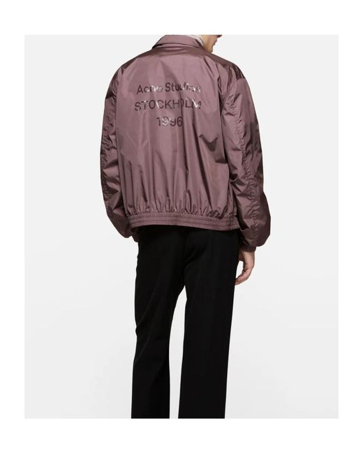 Acne Purple Logo-Print Zip-Up Lightweigt Jacket for men