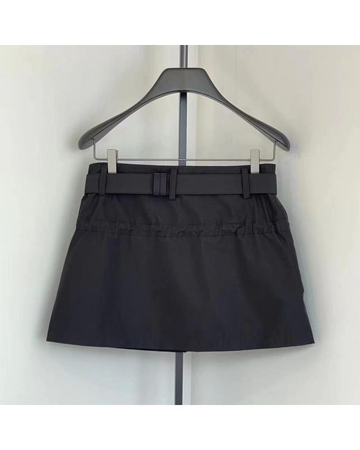 Prada Black High-Waist Buckled Mini Skirt