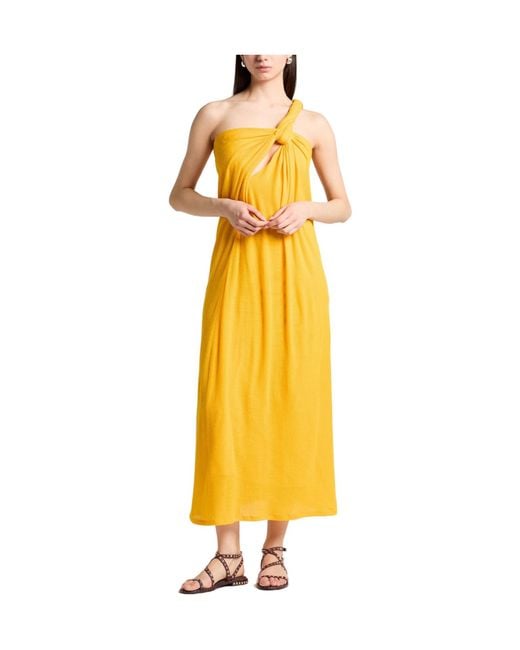 Chloé Yellow Single-Shoulder Solid-Colored Wool Dress