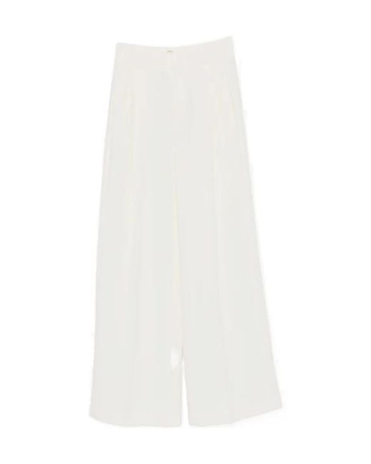 Twinset White Wide-Leg Tailored Trousers