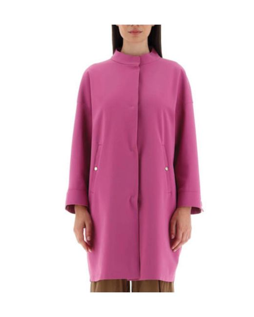 Herno Pink High-Neck Concealed-Fastening Coat
