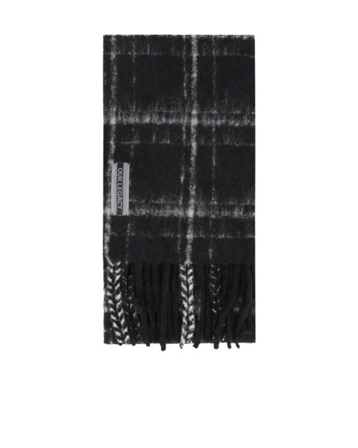 Our Legacy Black Estate Fringed Scarf for men
